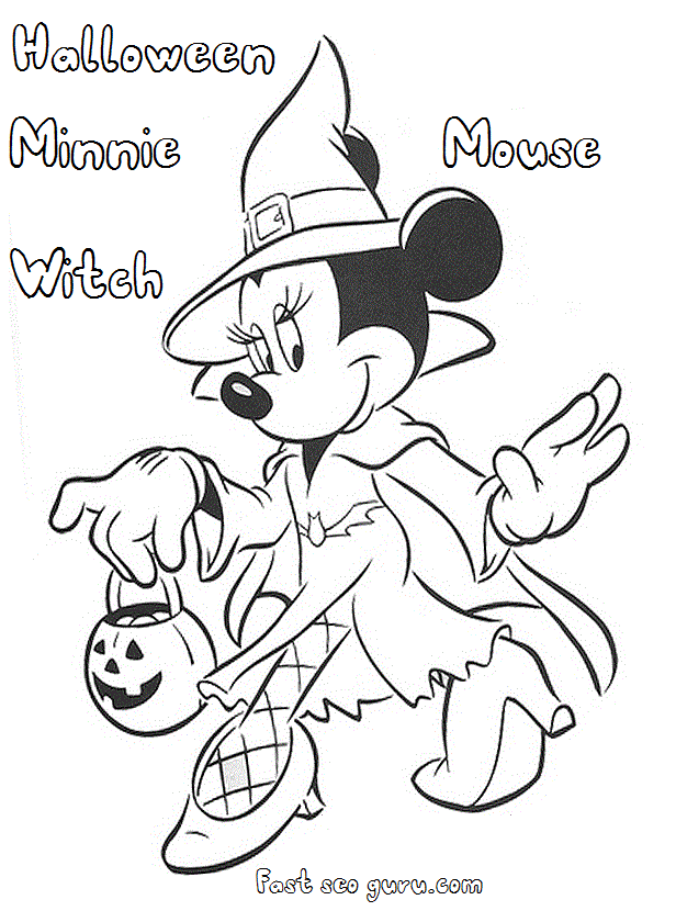 Disney halloween minnie mouse witch coloring pages
